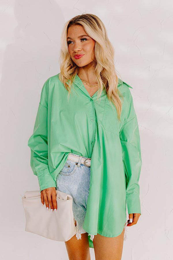 Urban Adventures Oversized Button Up In Kelly Green Product Image
