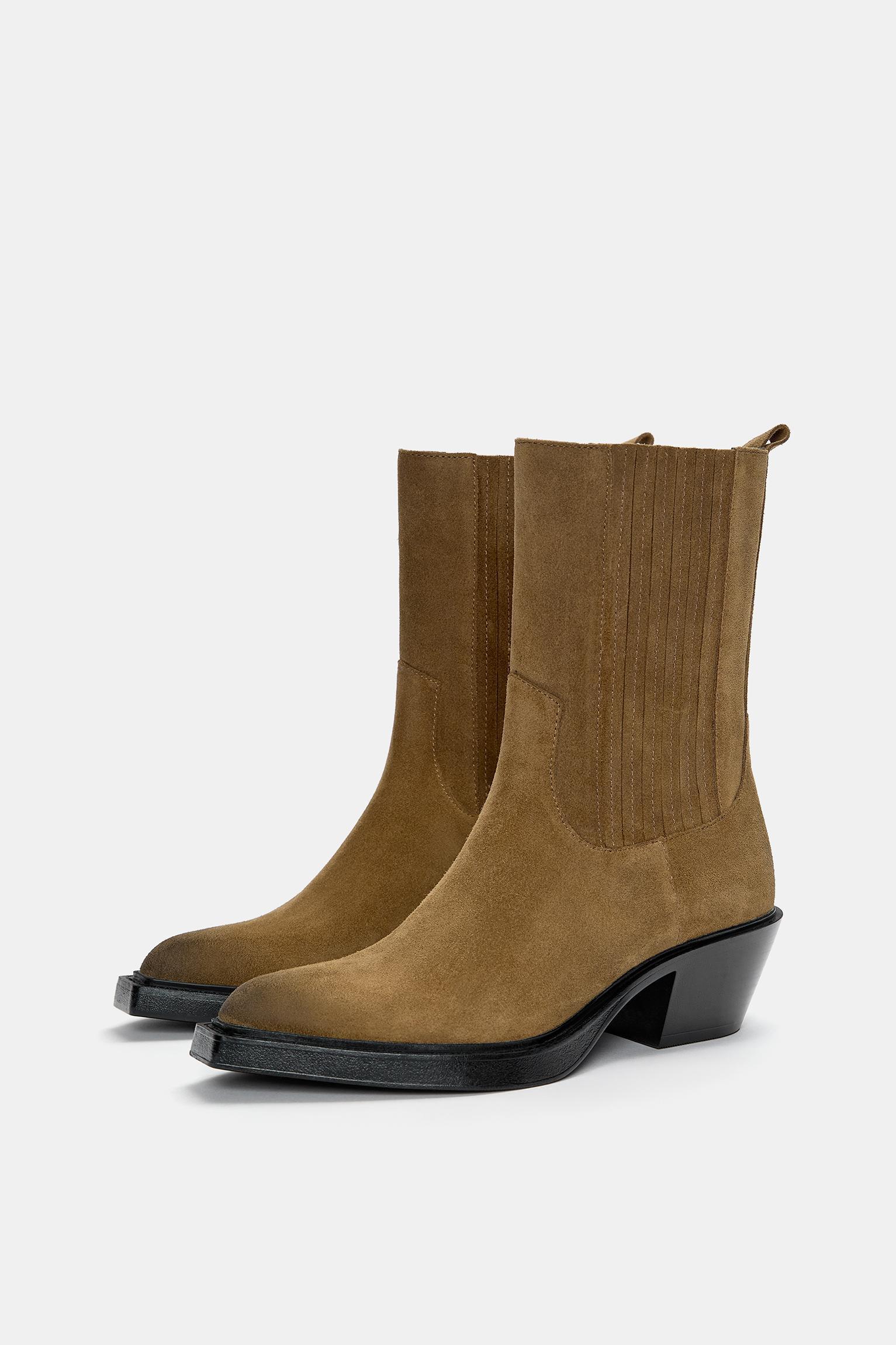 Leather cowboy ankle boots Product Image