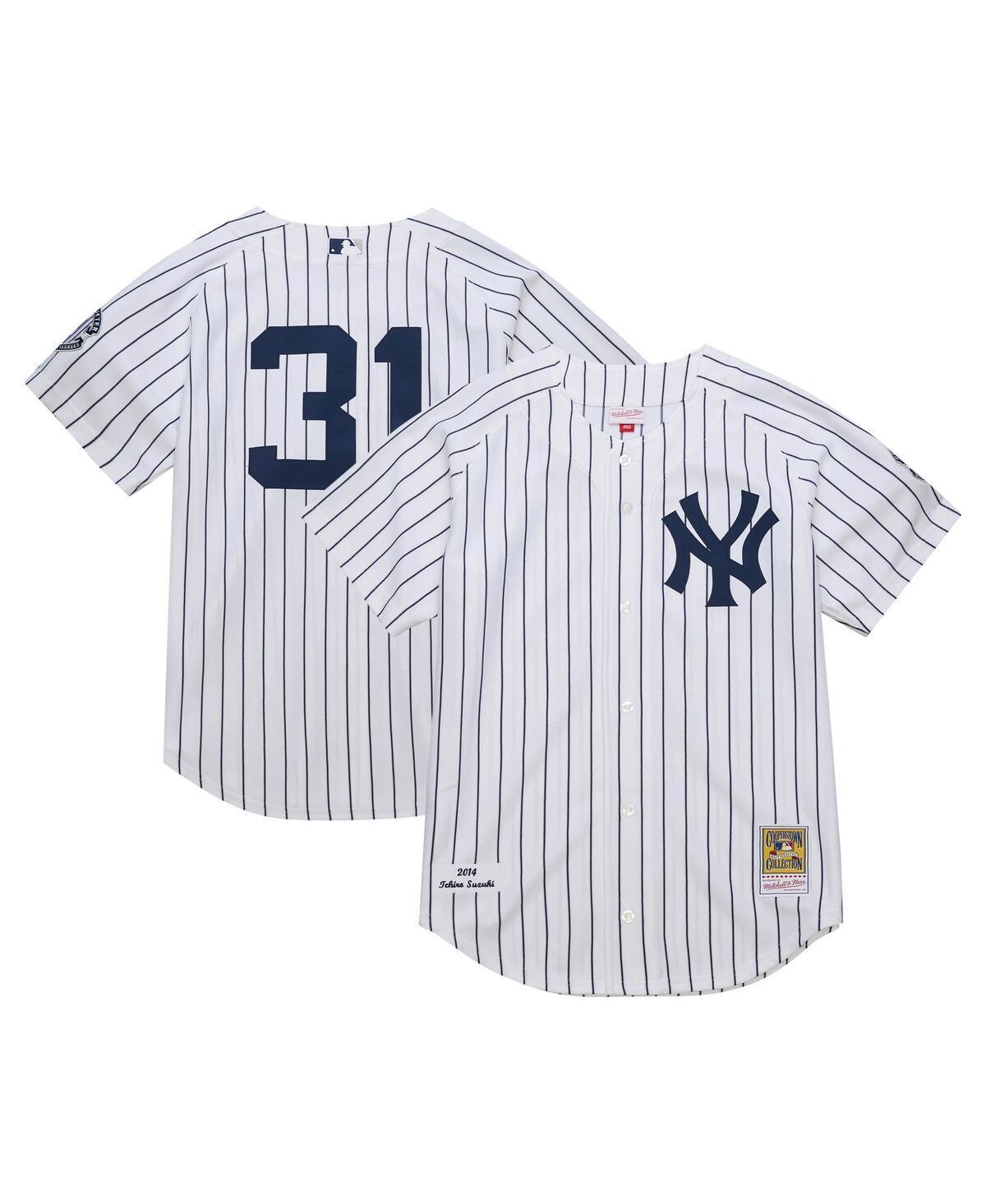 Men's Mitchell & Ness Ichiro Suzuki White New York Yankees 2014 Cooperstown Collection Authentic Throwback Jersey, Size: Large Product Image