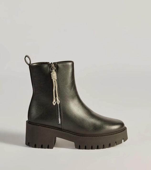 Grit And Glam Faux Leather Combat Lug Booties Product Image