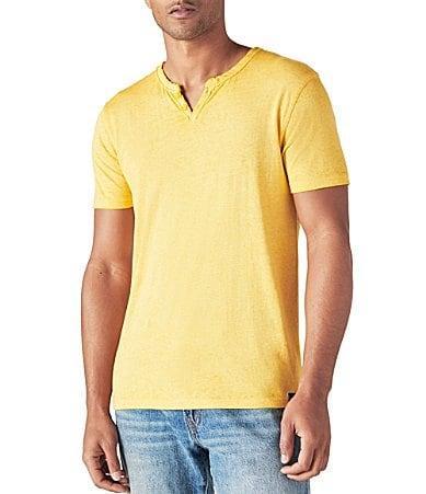 Lucky Brand Short Sleeve Venice Burnout Notch Neck Henley T Product Image