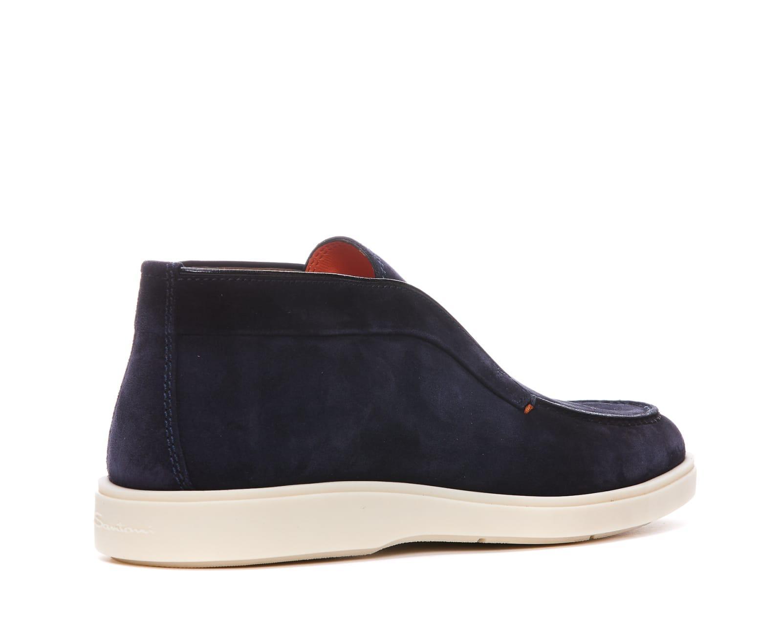 SANTONI Men's Blue Suede Desert Boot Product Image