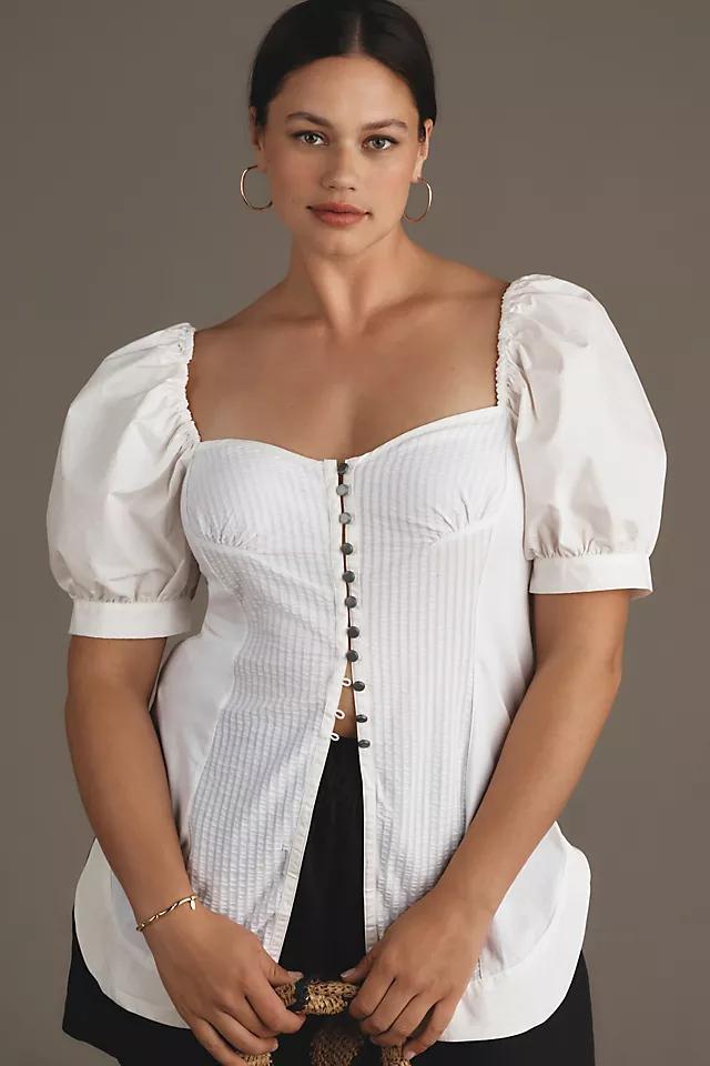 Maeve Puff-Sleeve Sweetheart Top Product Image