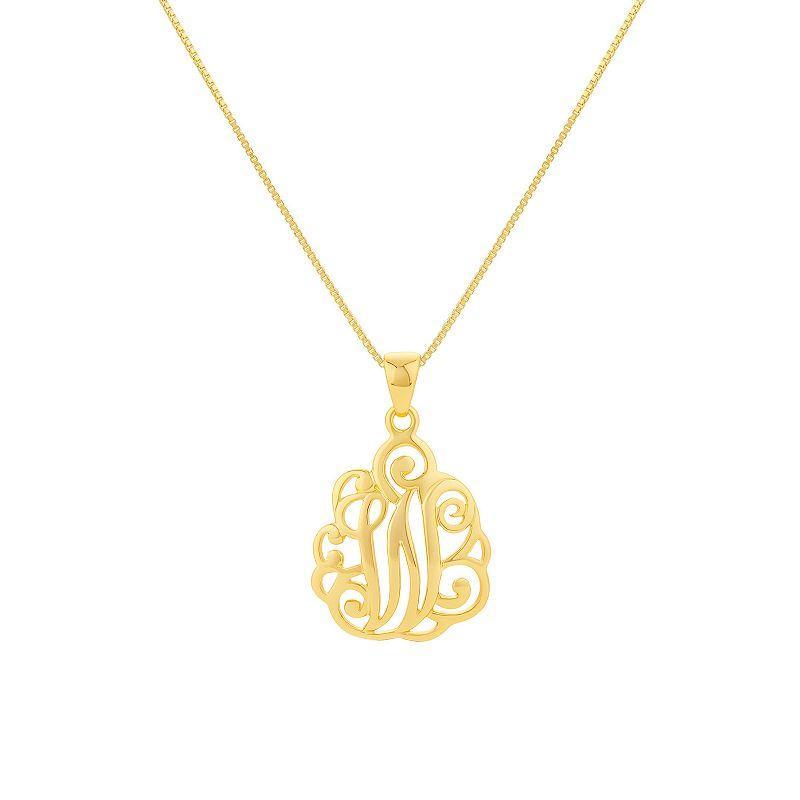 PRIMROSE Sterling Silver Monogram Initial Pendant Necklace, Womens Gold Tone E Product Image