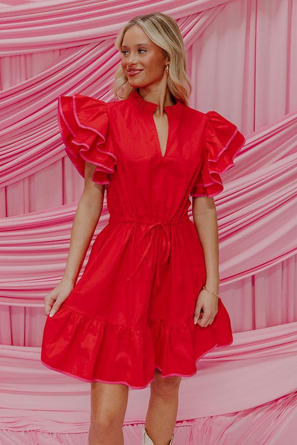 Red Wine Sippin' Ruffle Mini Dress Product Image