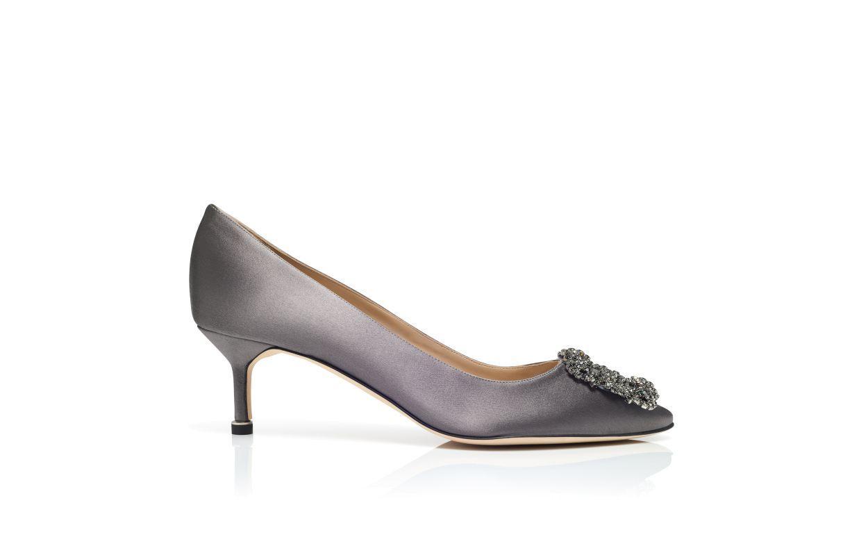 HANGISI 50 Grey Satin Jewel Buckle Pumps Product Image