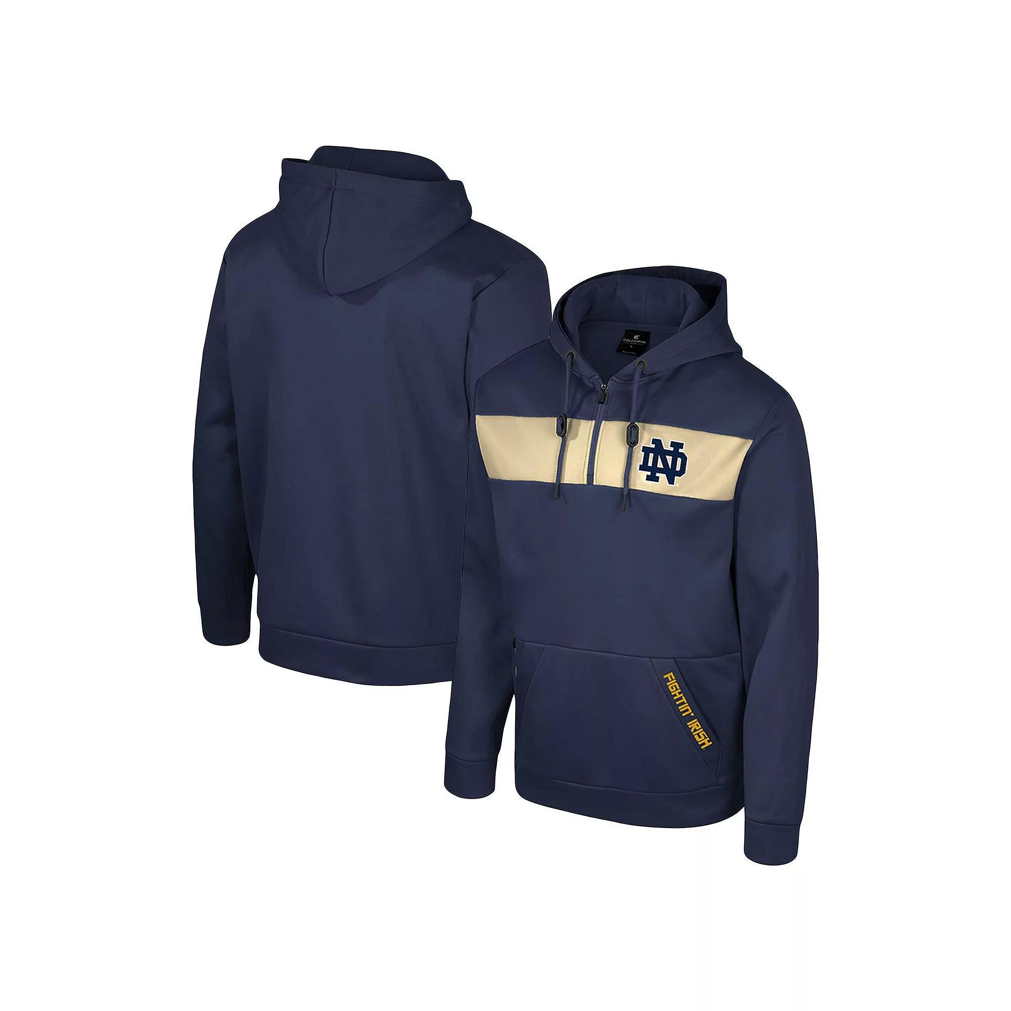Men's Colosseum Navy Notre Dame Fighting Irish Quarter-Zip Hoodie,  Product Image