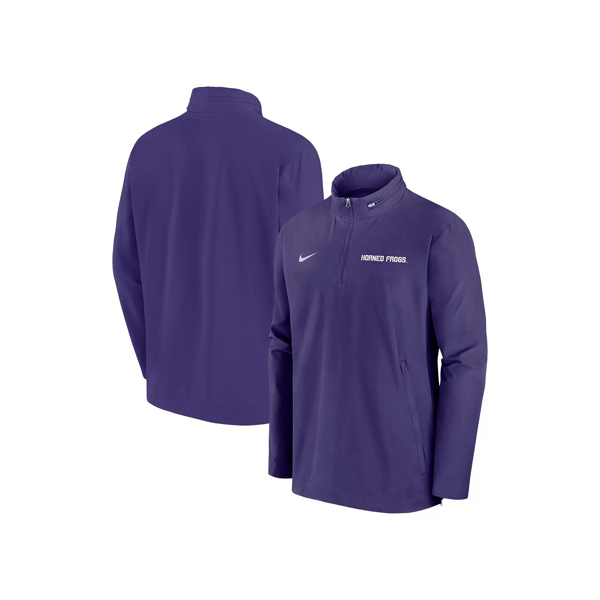 Men's Nike Purple TCU Horned Frogs 2024 Sideline Coach Quarter-Zip Hoodie Jacket,  Product Image