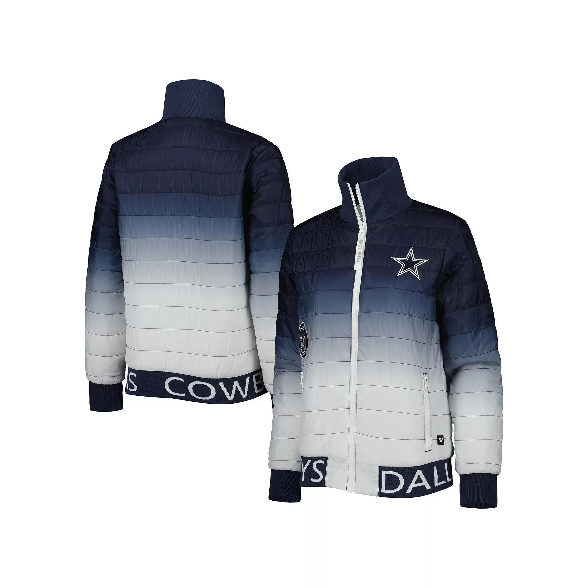 Women's The Wild Collective Navy/Silver Dallas Cowboys Color Block Full-Zip Puffer Jacket, Size: Small, Blue Product Image