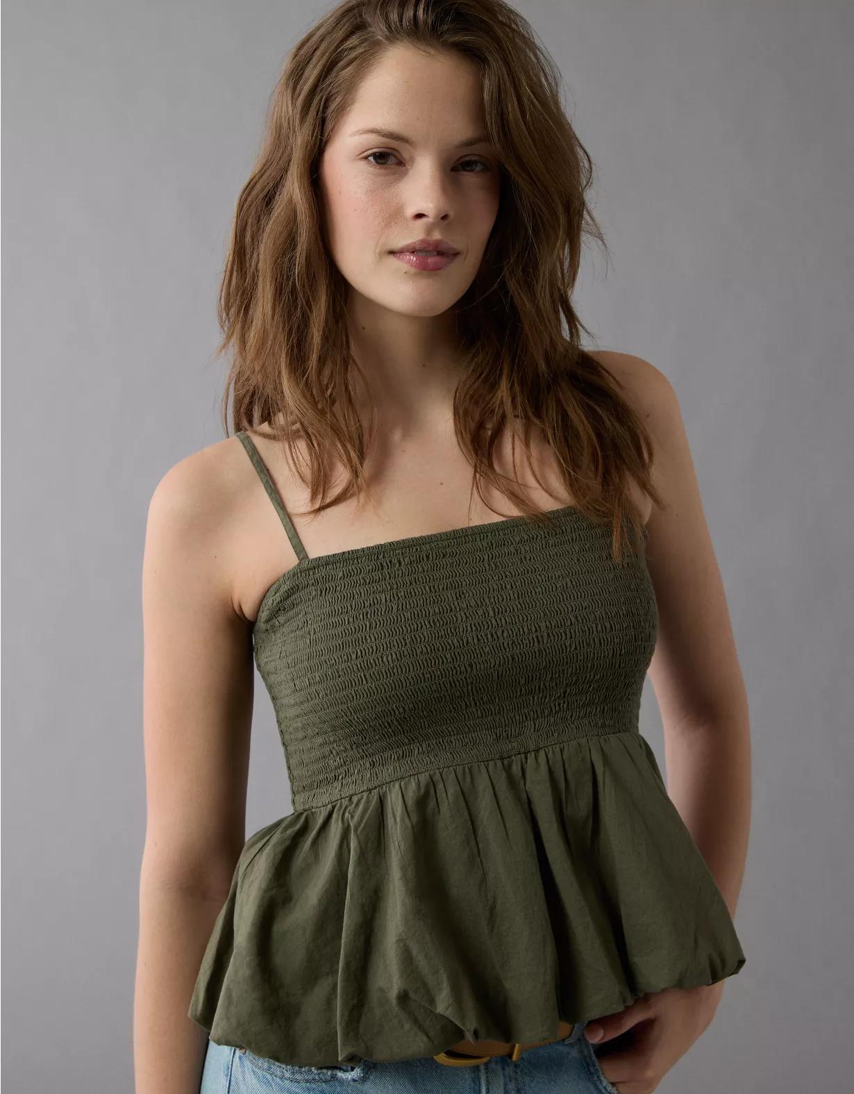AE Smocked Bubble Tank Top Product Image