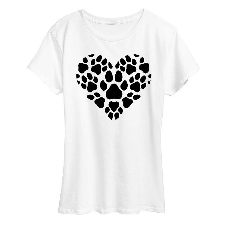 Women's Pawprint Heart Graphic Tee, Girl's,  Product Image