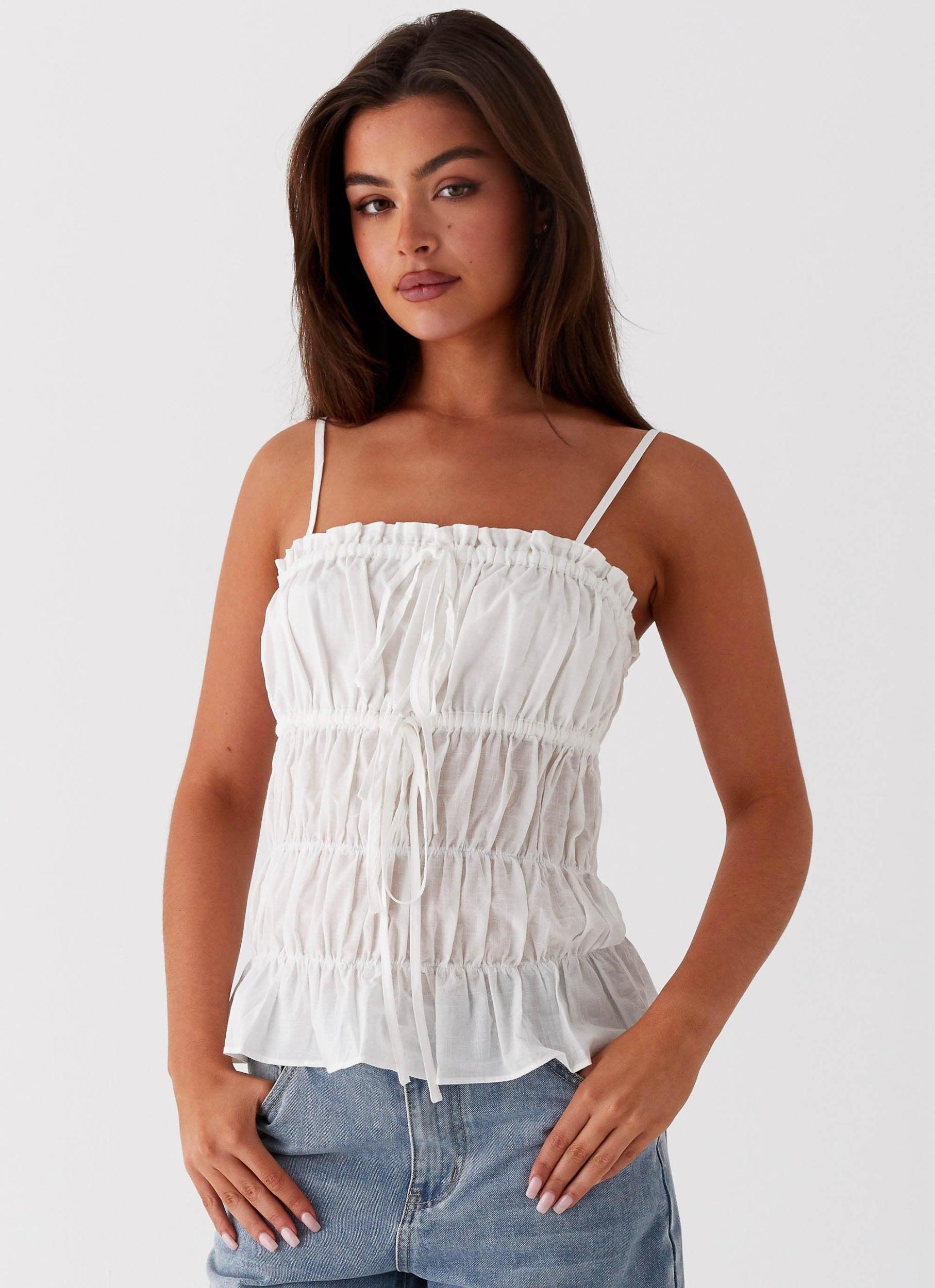 Novelle Ruched Top - White Product Image