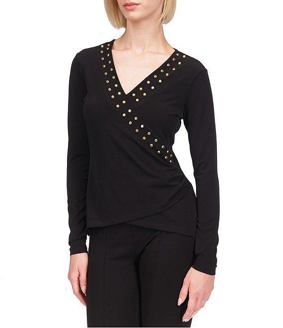 MICHAEL Michael Kors Astor Stud Faux Wrap Top Product Image