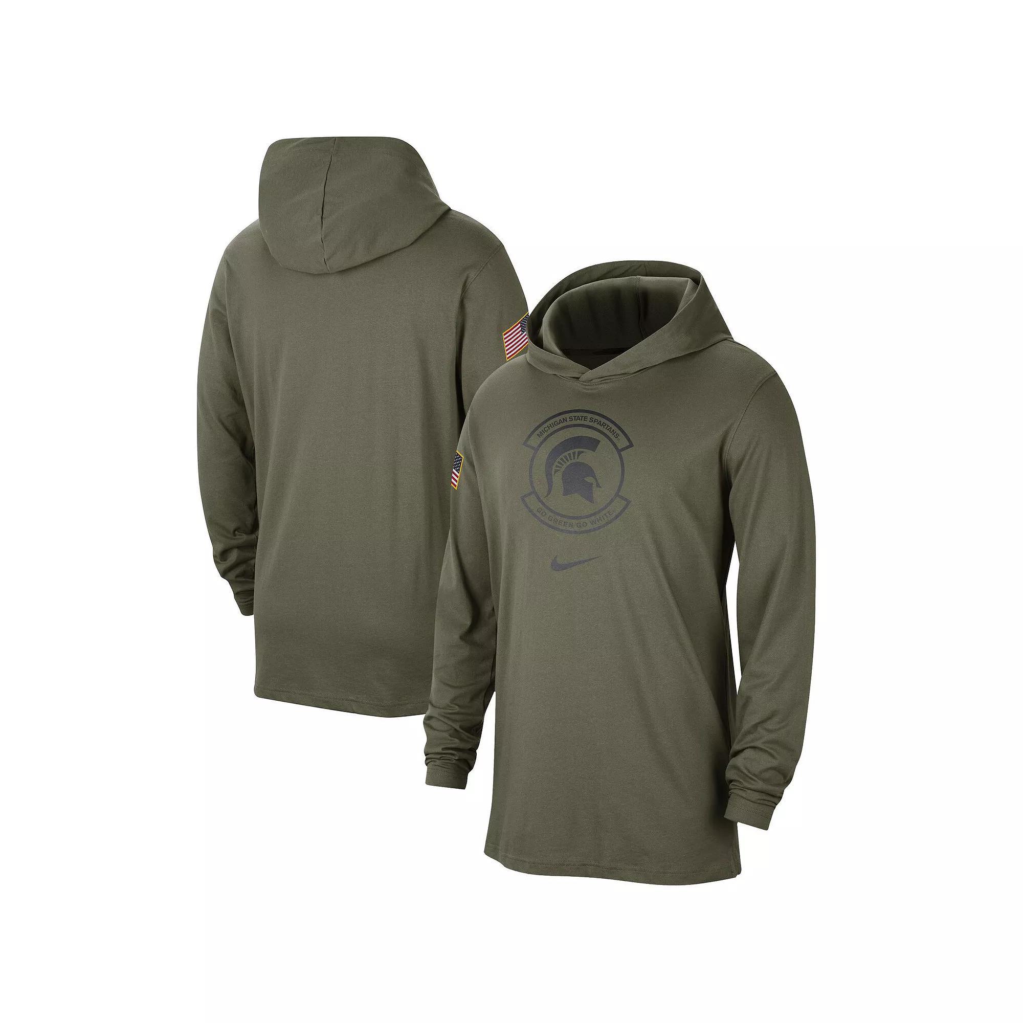 Men's Nike Olive Oregon Ducks Military Pack Long Sleeve Hoodie T-Shirt, Size: Large, Team Product Image