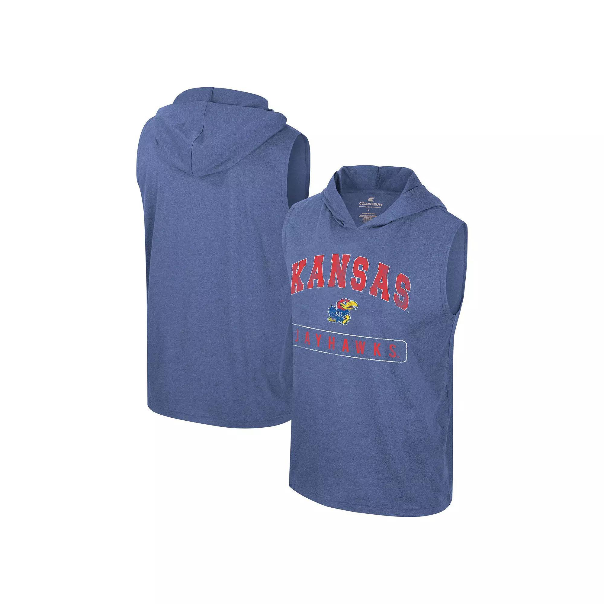 Men's Colosseum Royal Kansas Jayhawks Varsity Sleeveless Hoodie Tank Top, Size: Large, Blue Product Image