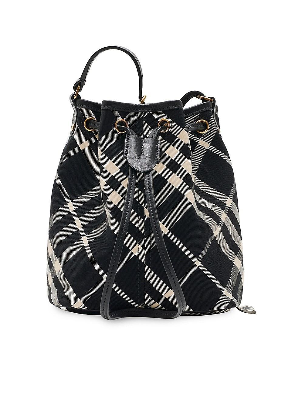 Womens Mini Check Cotton Twill Bucket Bag Product Image