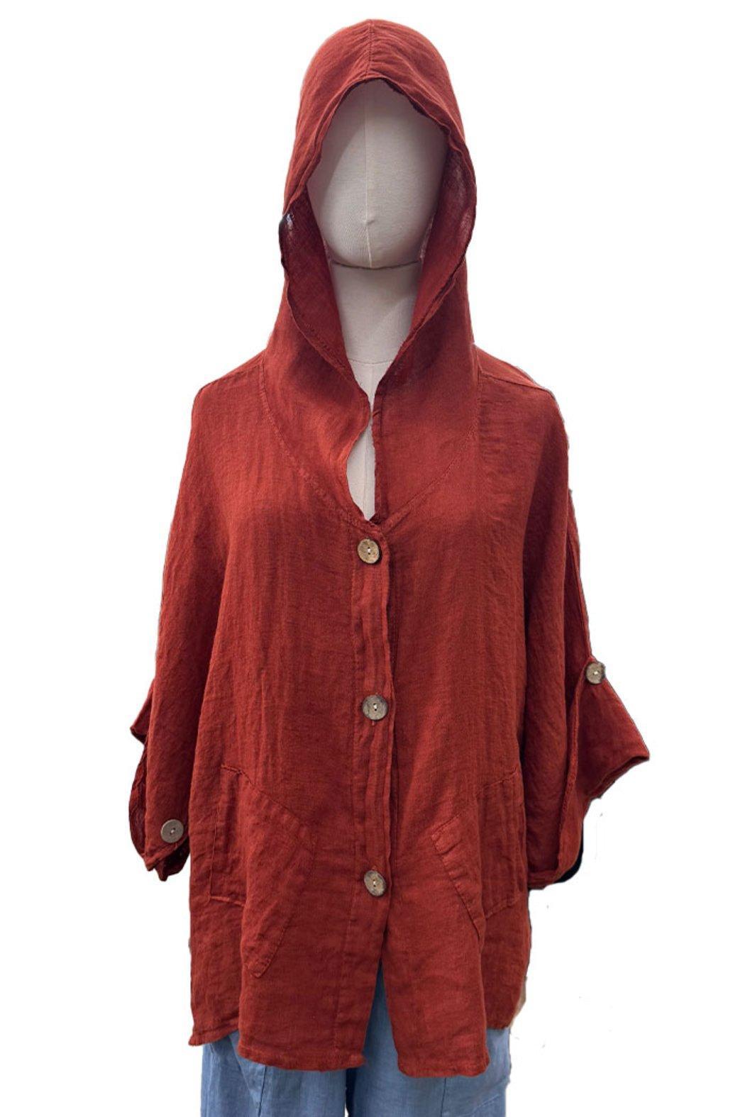 Italian Linen Hooded Shacket Product Image