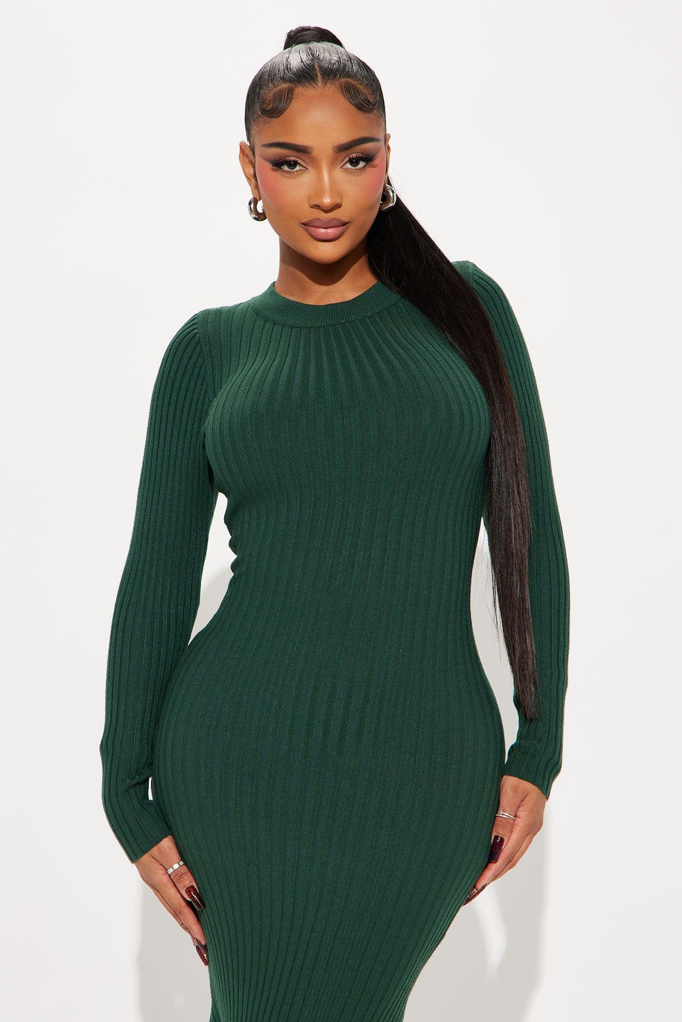 Kaylie Sweater Maxi Dress - Hunter Product Image