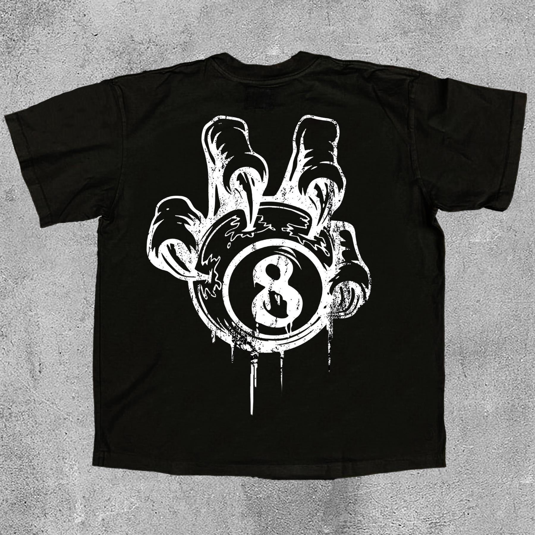 Retro 8 Ball Print Cotton T-Shirt Product Image