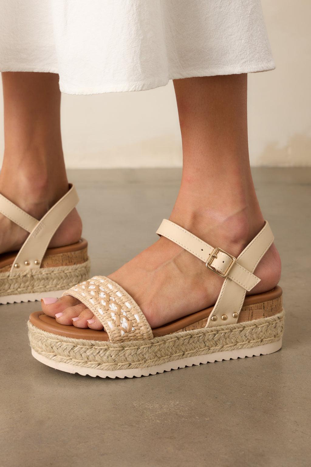 Try To Keep Up Natural Espadrille Platform Sandals Product Image