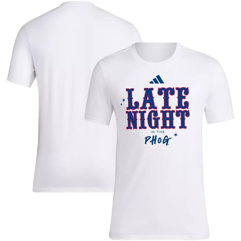 Men's adidas White Kansas Jayhawks Late Night in the Phog T-Shirt, Size: 2XL Product Image