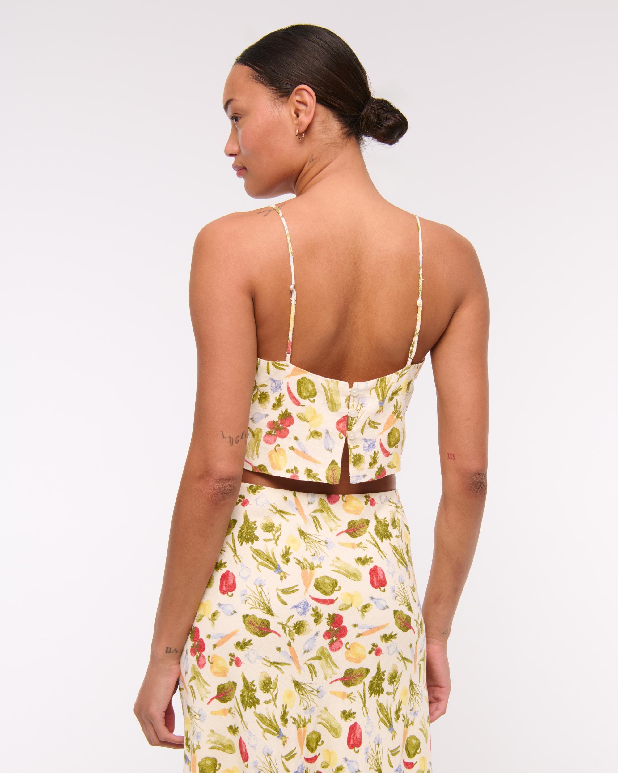 Cropped Linen-Blend Cami Product Image