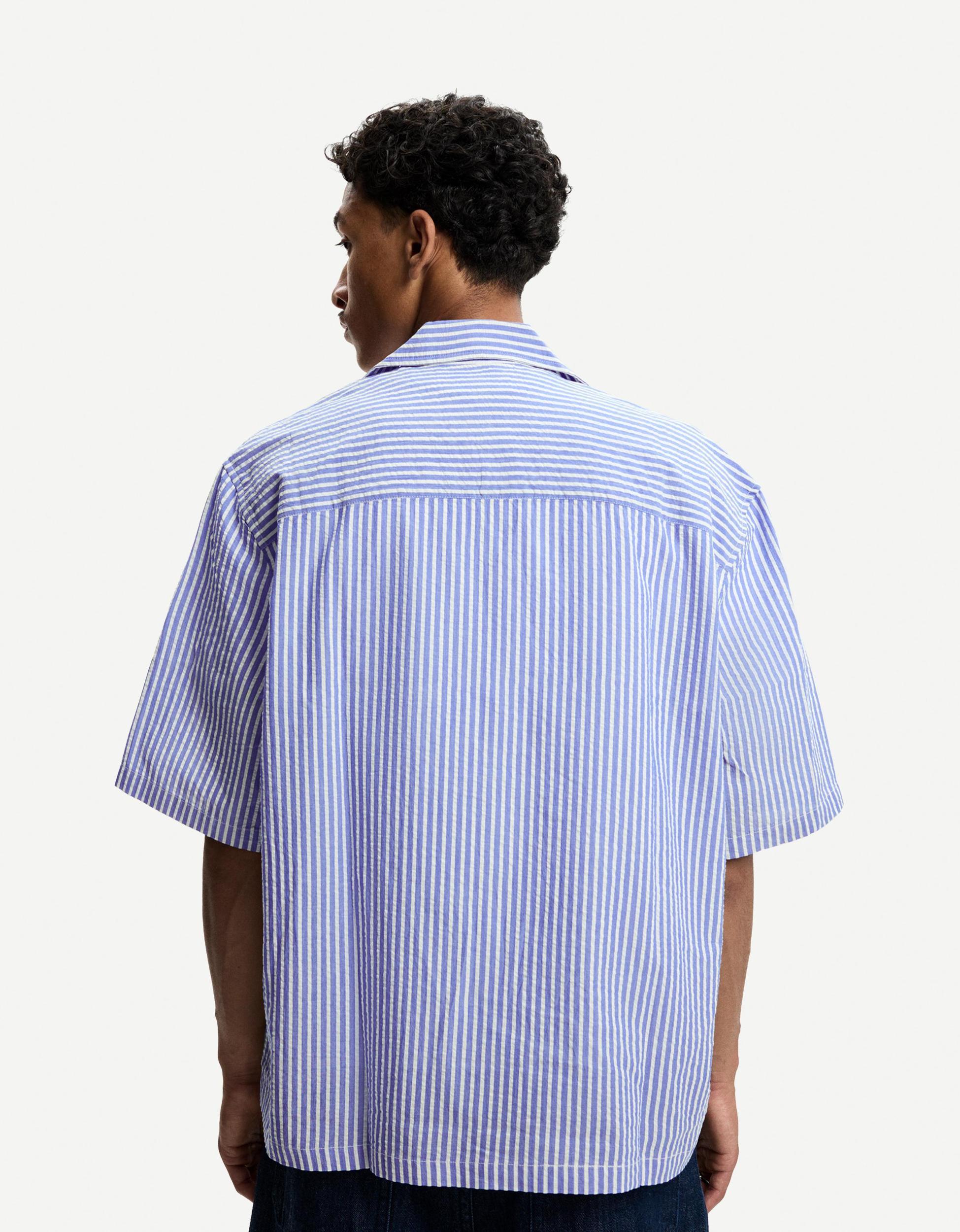 Textured striped boxy-fit short sleeve shirt Product Image