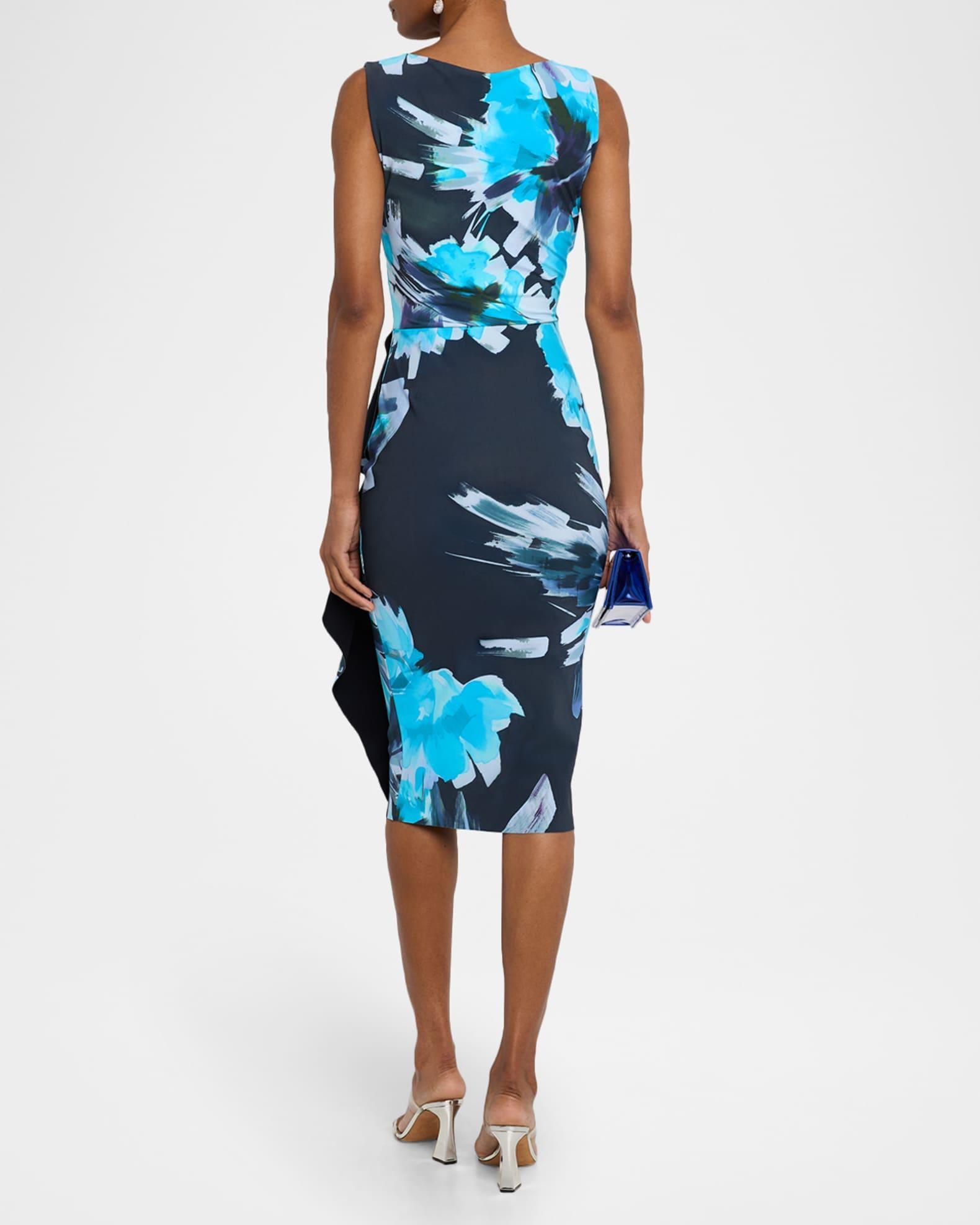 Draped Abstract-Print Bodycon Dress Product Image