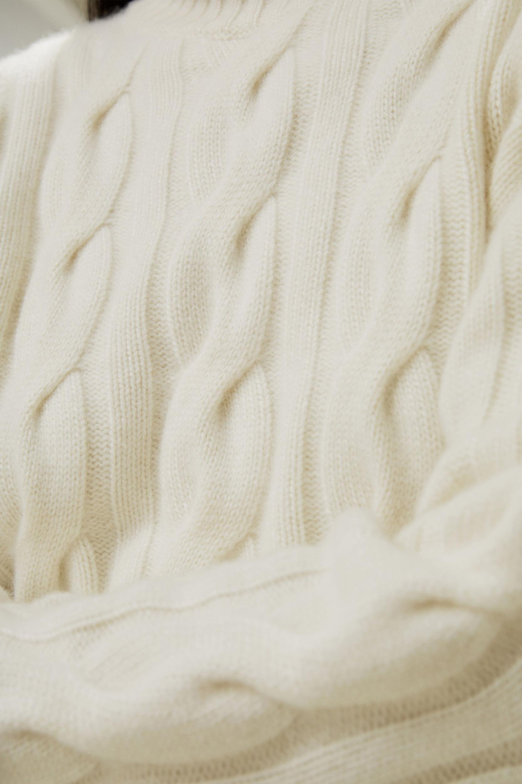 Cable Knit Cashmere Turtleneck Sweater Product Image