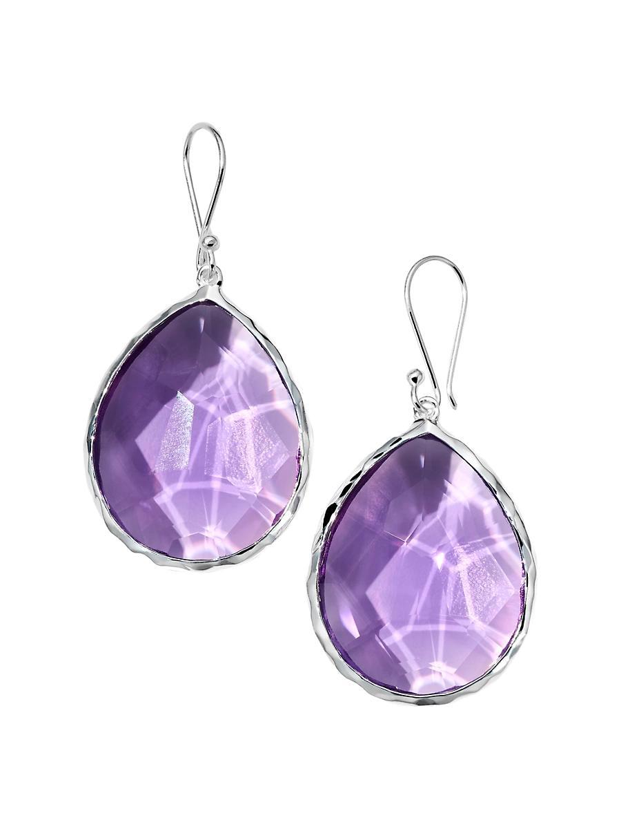 Womens Rock Candy Sterling Silver & Amethyst Large Teardrop Earrings Product Image