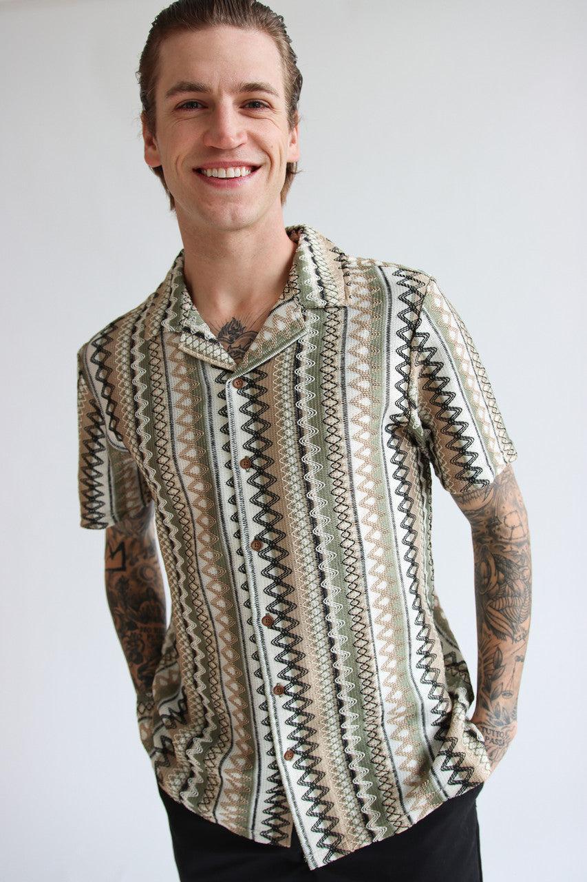 Zig Zag Woven Button Up Shirt Product Image