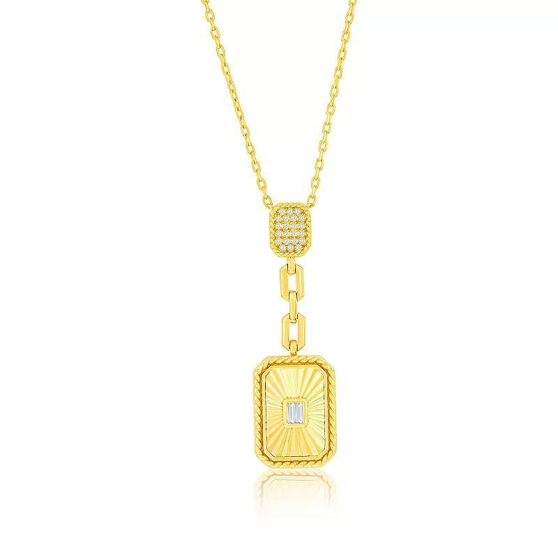 Argento Bella 14k Gold Over Silver Cubic Zirconia Rectangular Double Drop Pendant Necklace, Womens Gold Tone Product Image