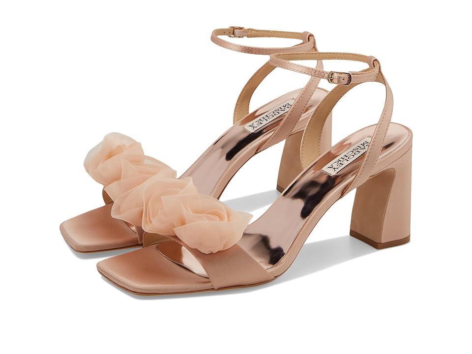 Carli Satin Tulle Rose Ankle-Strap Sandals Product Image