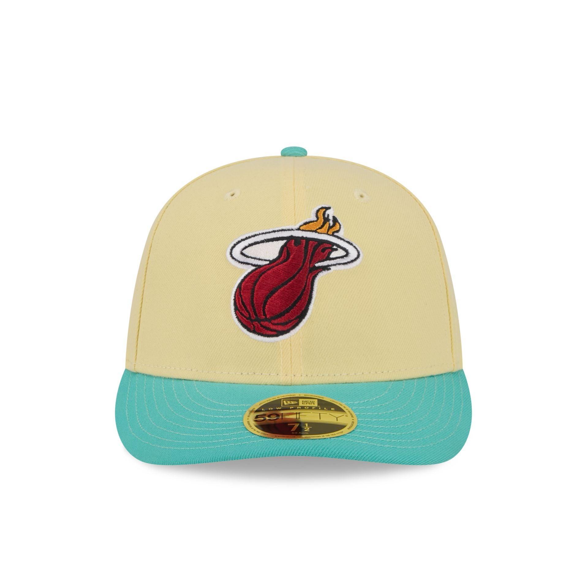 Miami Heat Soft Yellow Low Profile 59FIFTY Fitted Hat Male Product Image