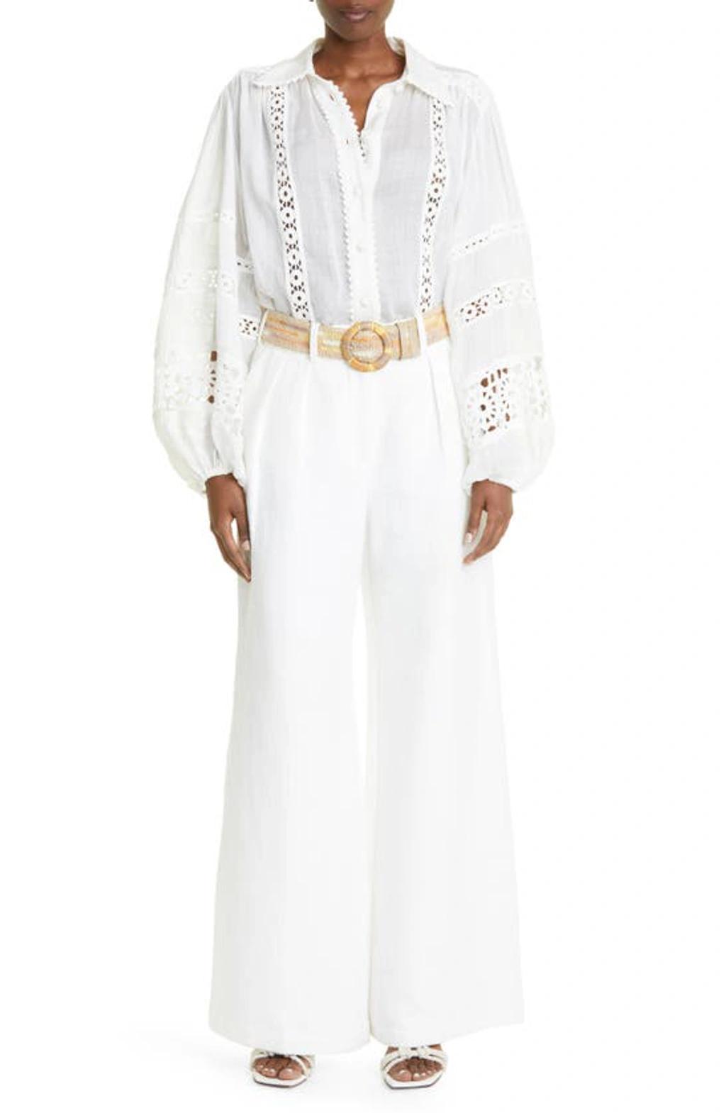 Devi Wide-leg Tuck Pants In Ivory Product Image