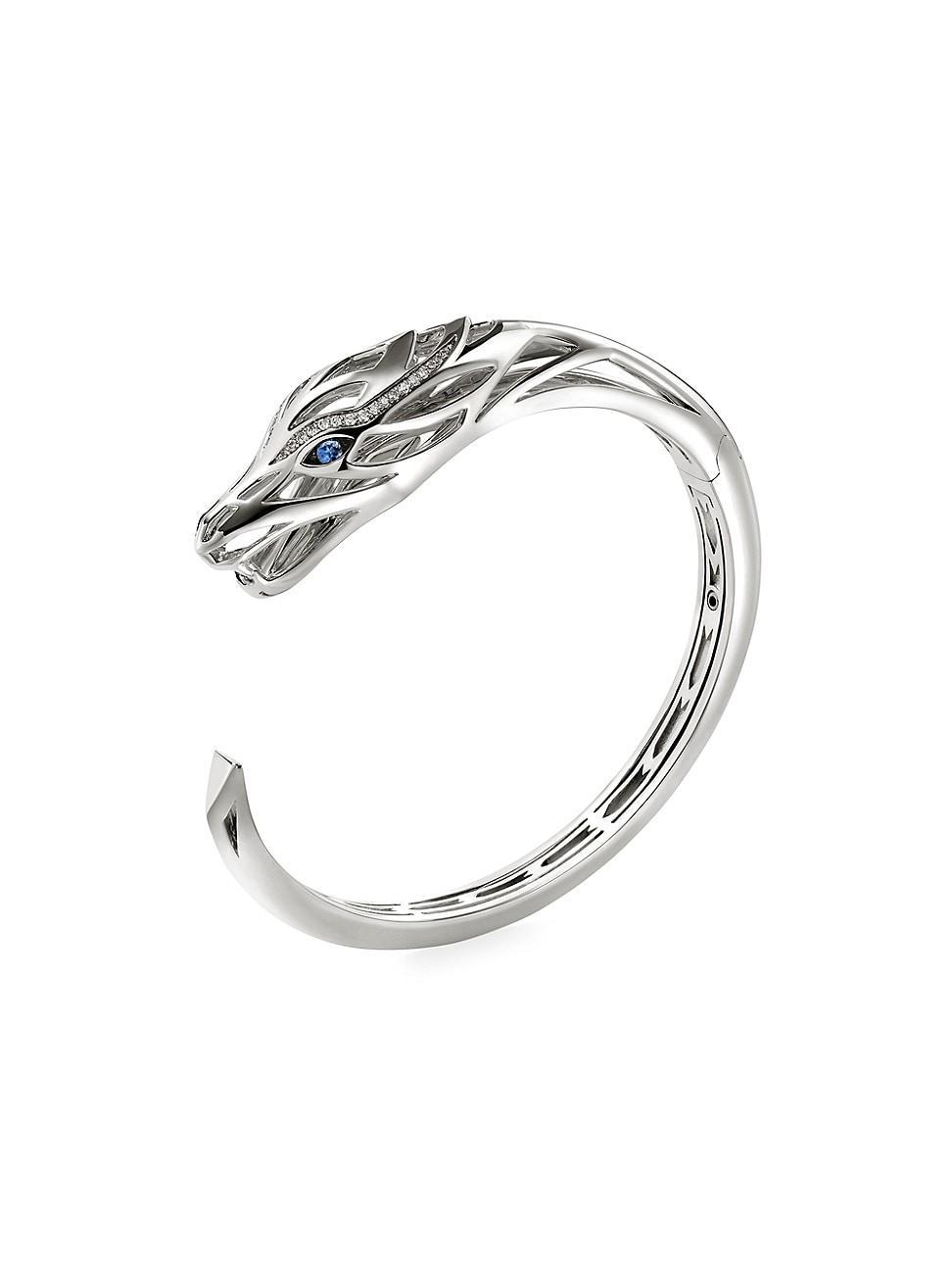 Womens Naga Dragon Sterling Silver, 0.23 TCW Diamond & Blue Sapphire Cuff Product Image