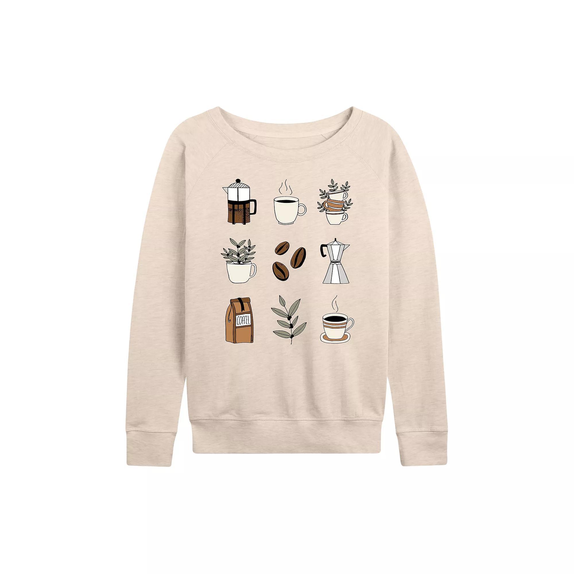 Women's Coffee Grid French Terry Long Sleeve Tee, Girl's,  Product Image