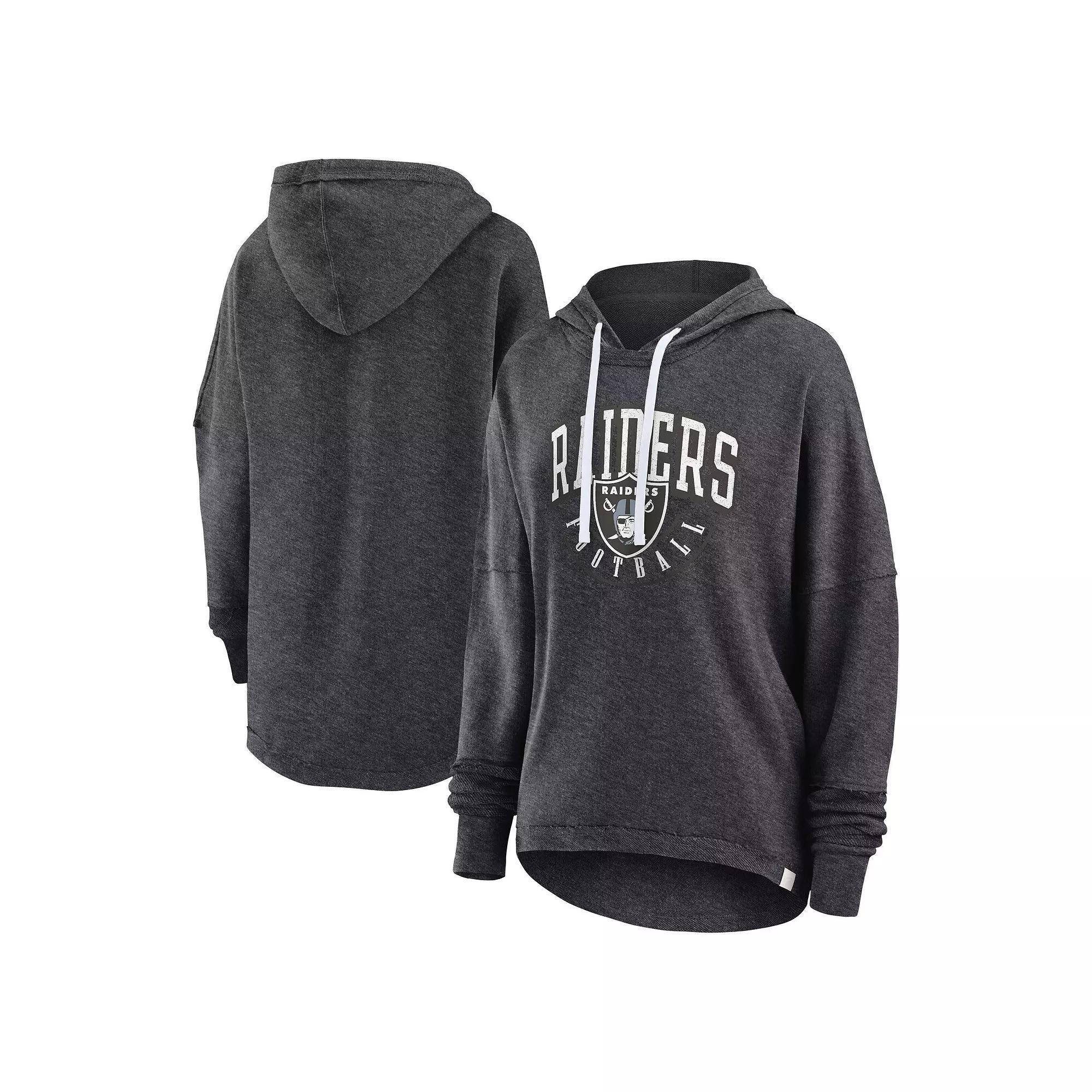 Women's Fanatics Branded Charcoal Las Vegas Raiders Lightewight Modest Crop Lounge Helmet Arch Pullover Hoodie, Size: Medium, Lvr Charco Product Image