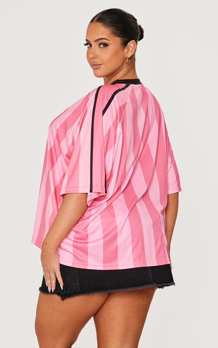 Plus Pink Striped Oversized Football T-shirt Product Image