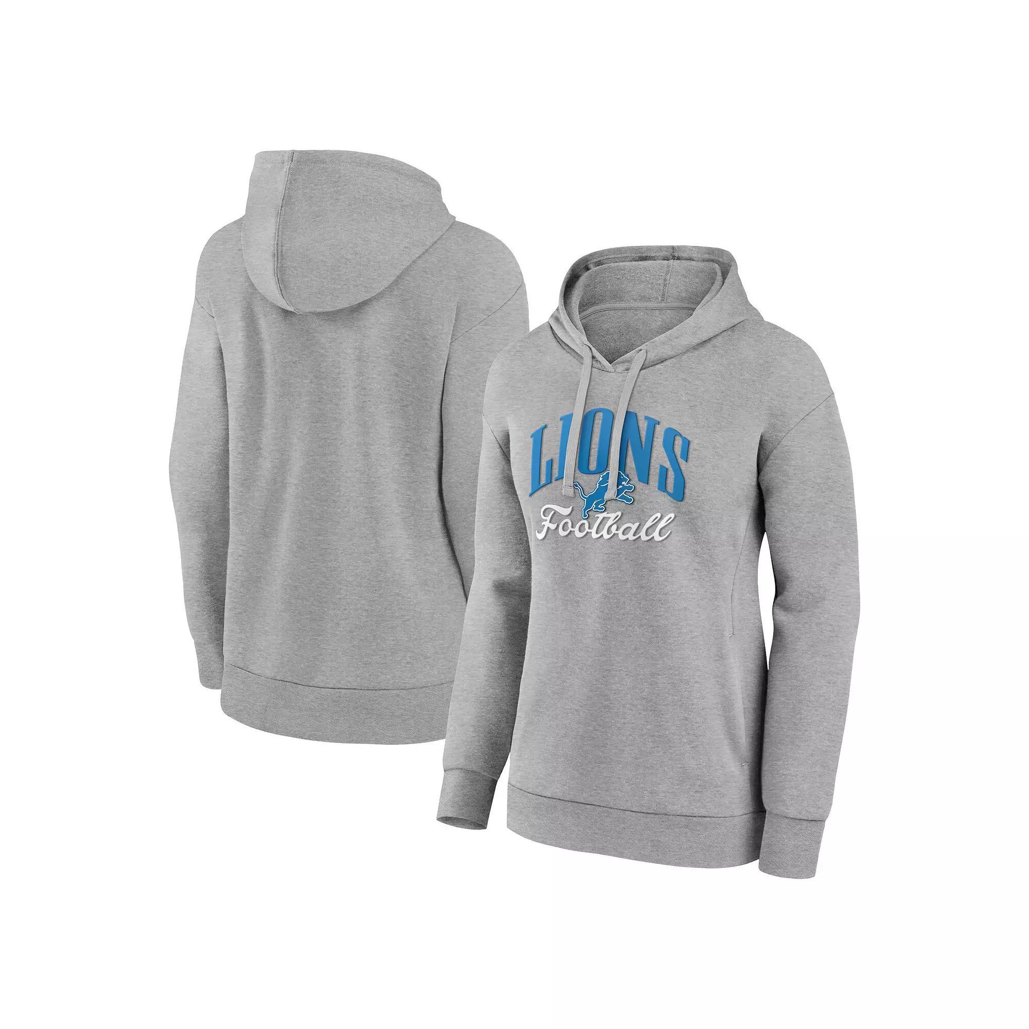 Women's Fanatics Heather Gray Detroit Lions Victory Script Pullover Hoodie, Size: Medium, Grey Product Image