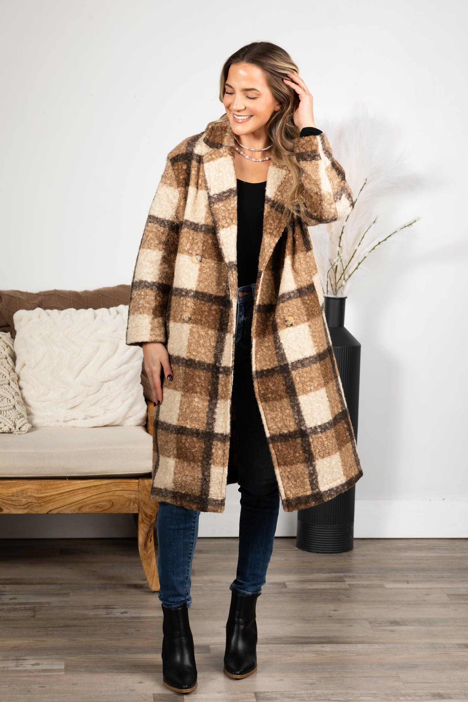 Oversized Plaid Soft Fuzzy Button Down Coat Product Image