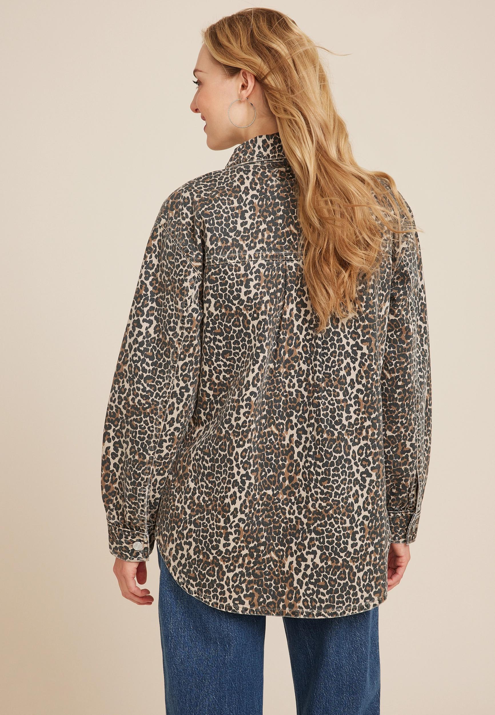 Maurices Womens Leopard Oversized Shacket Size X Large Product Image