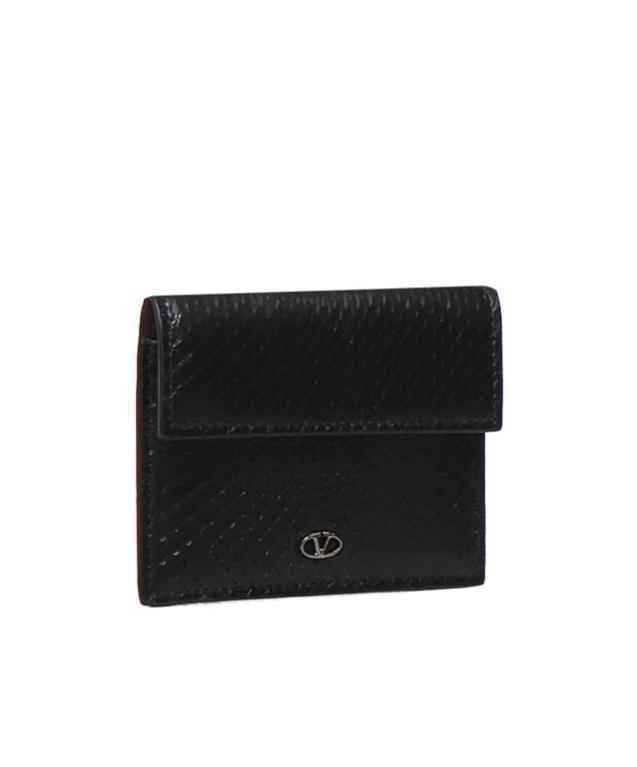 VALENTINO GARAVANI Valentino Logo Plaque Foldover Top Card Holder In Black Product Image