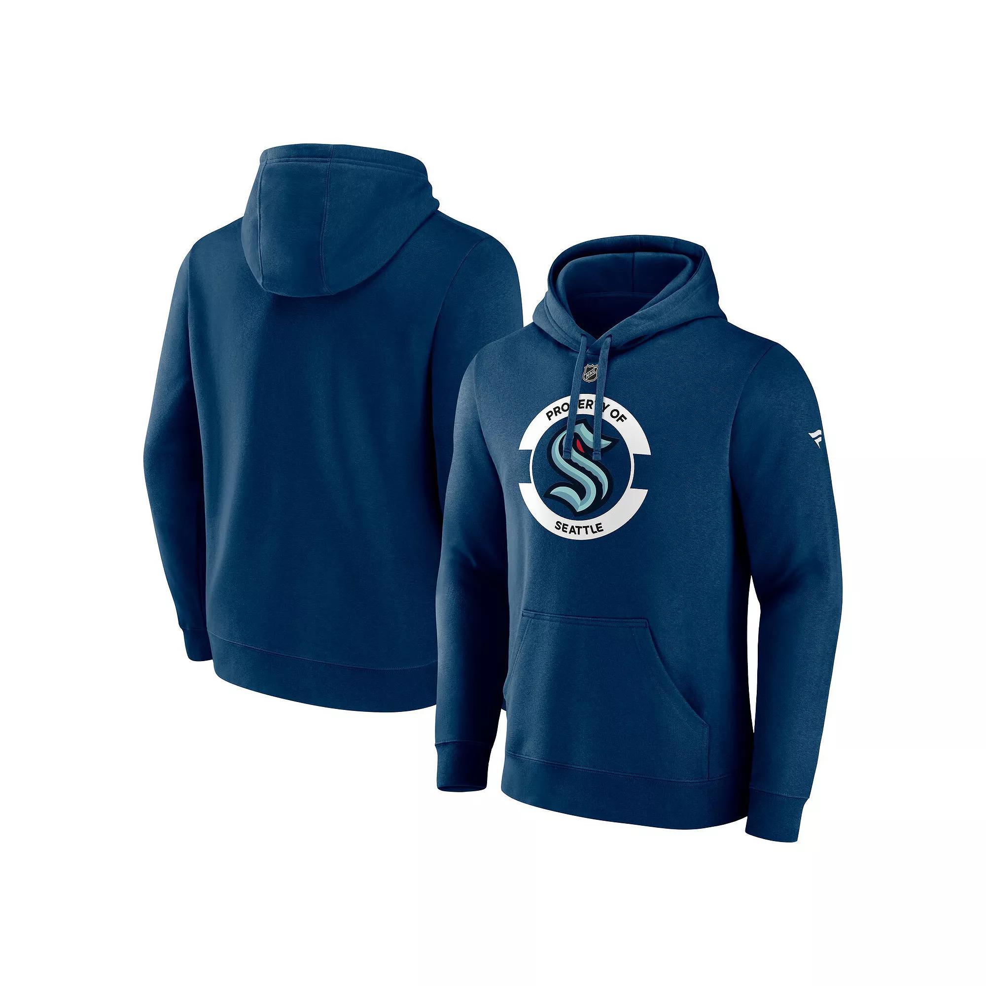 Men's Fanatics Deep Sea Blue Seattle Kraken Authentic Pro Core Secondary Fleece Pullover Hoodie,  Product Image