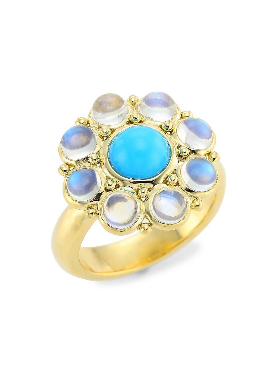 Womens Stella 18K Yellow Gold, Turquoise & Blue Moonstone Ring Product Image