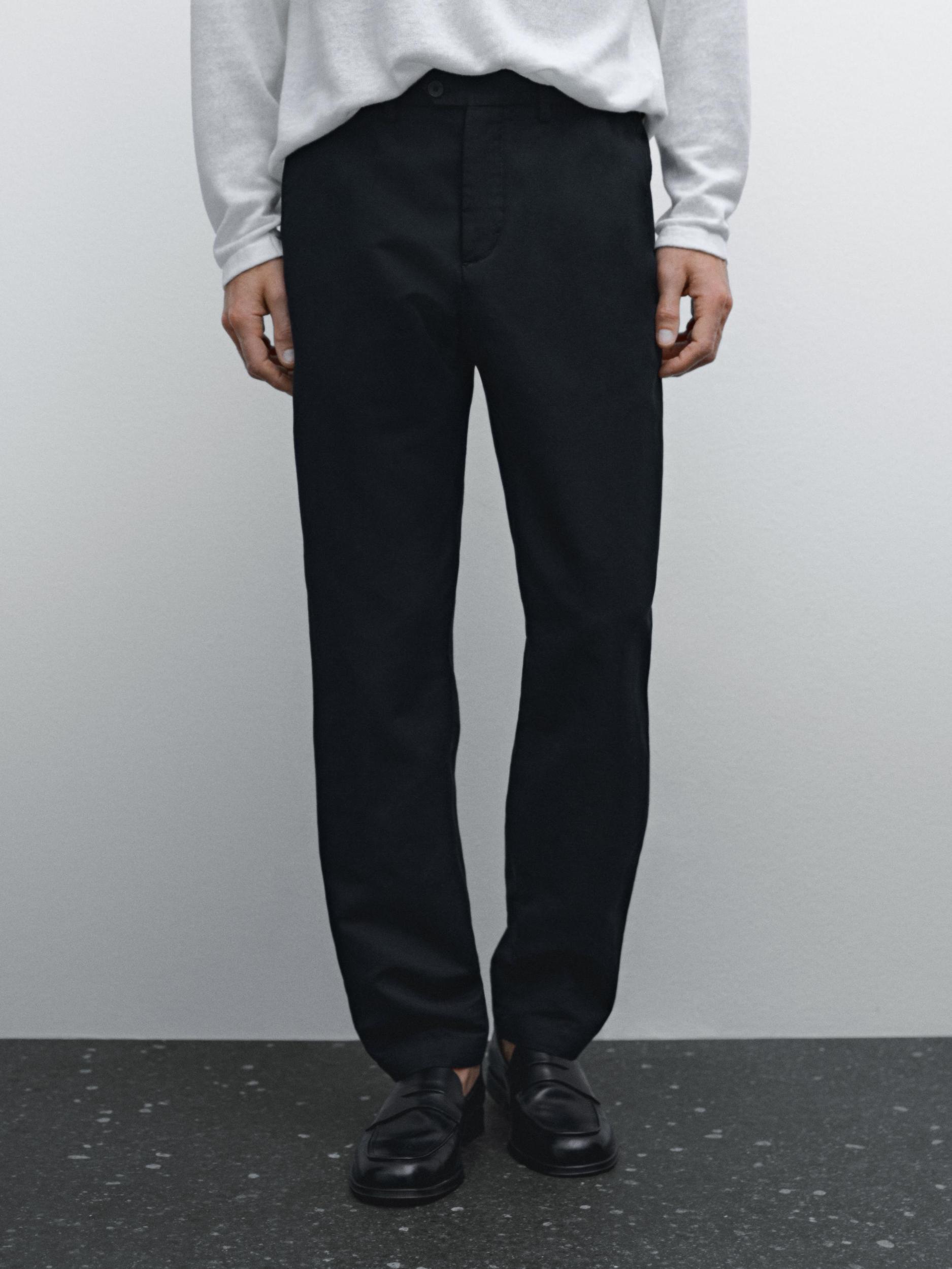 Tapered fit trousers with cotton Product Image