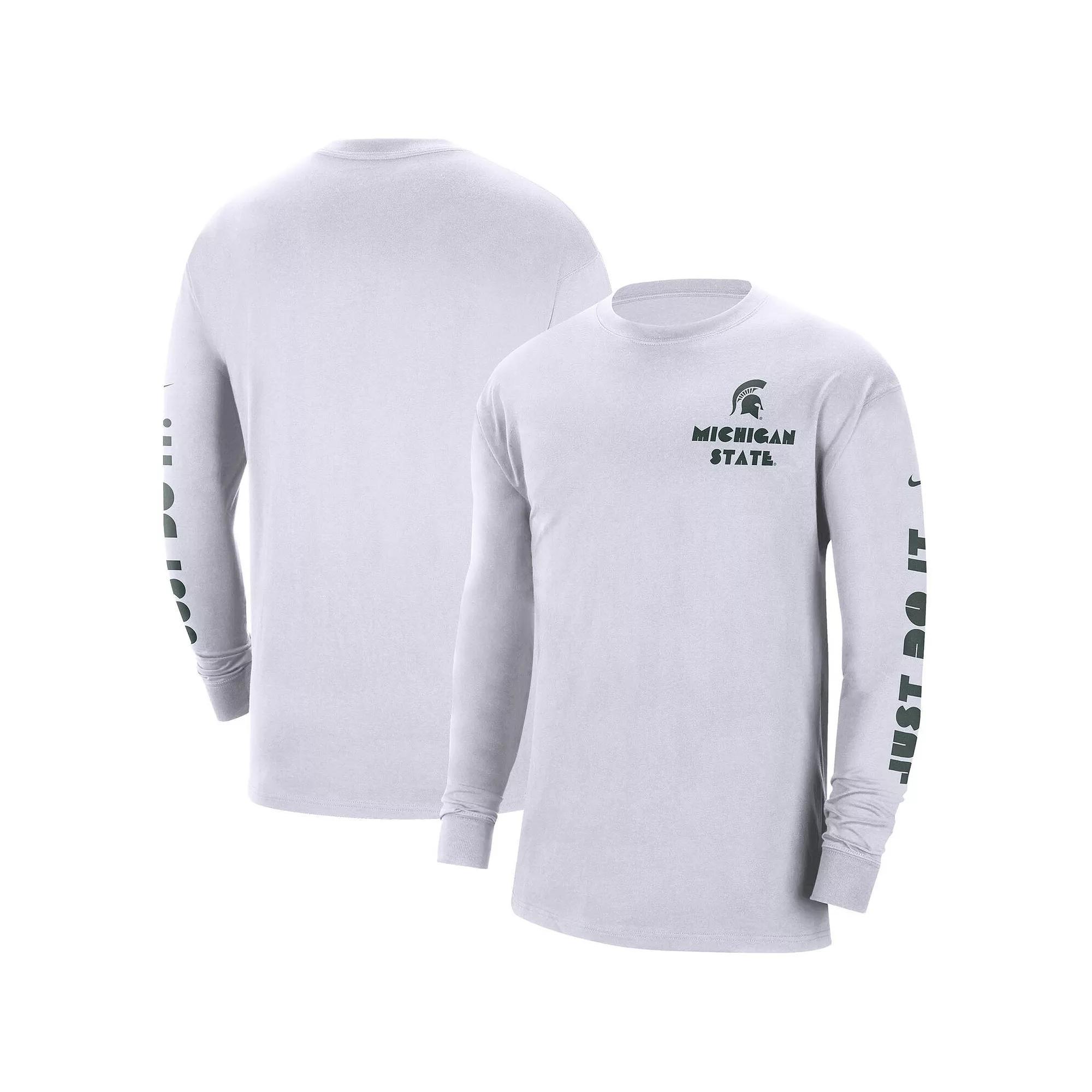 Men's Nike White Michigan State Spartans Heritage Max 90 Long Sleeve T-Shirt, Size: Medium Product Image