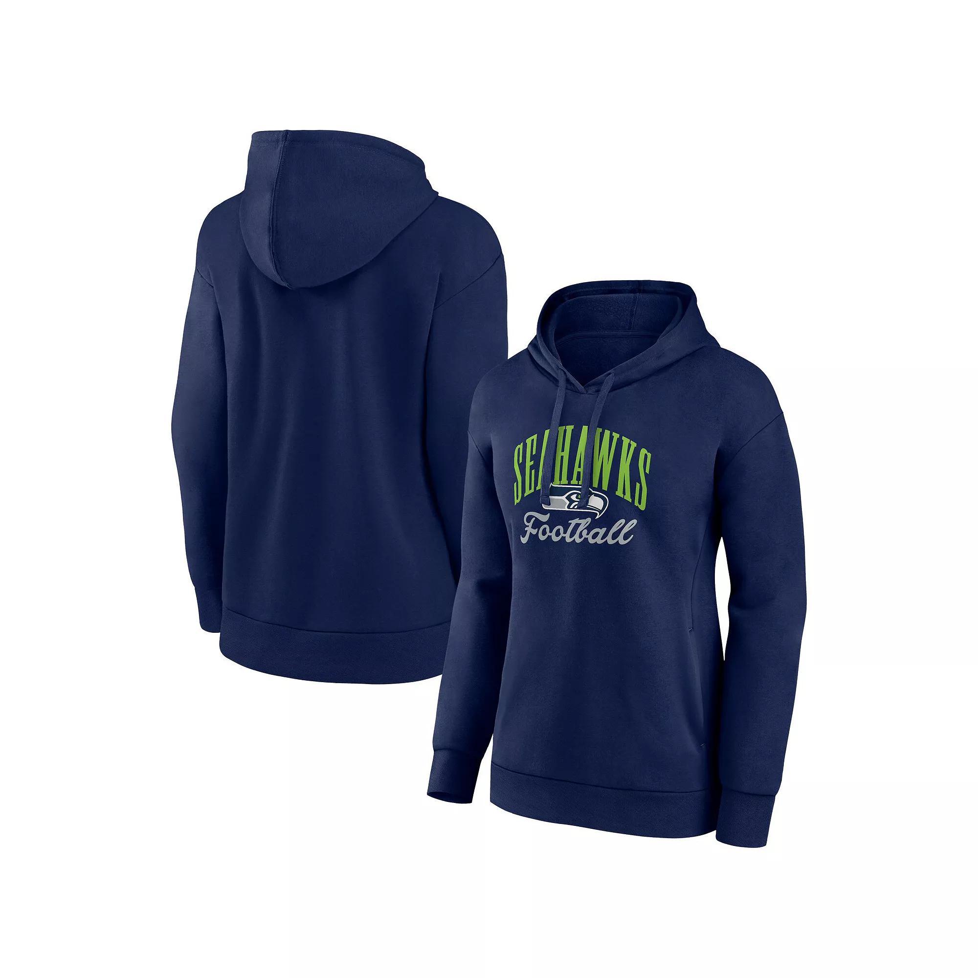 Women's Fanatics College Navy Seattle Seahawks Team Logo Victory Script Pullover Hoodie,  Product Image