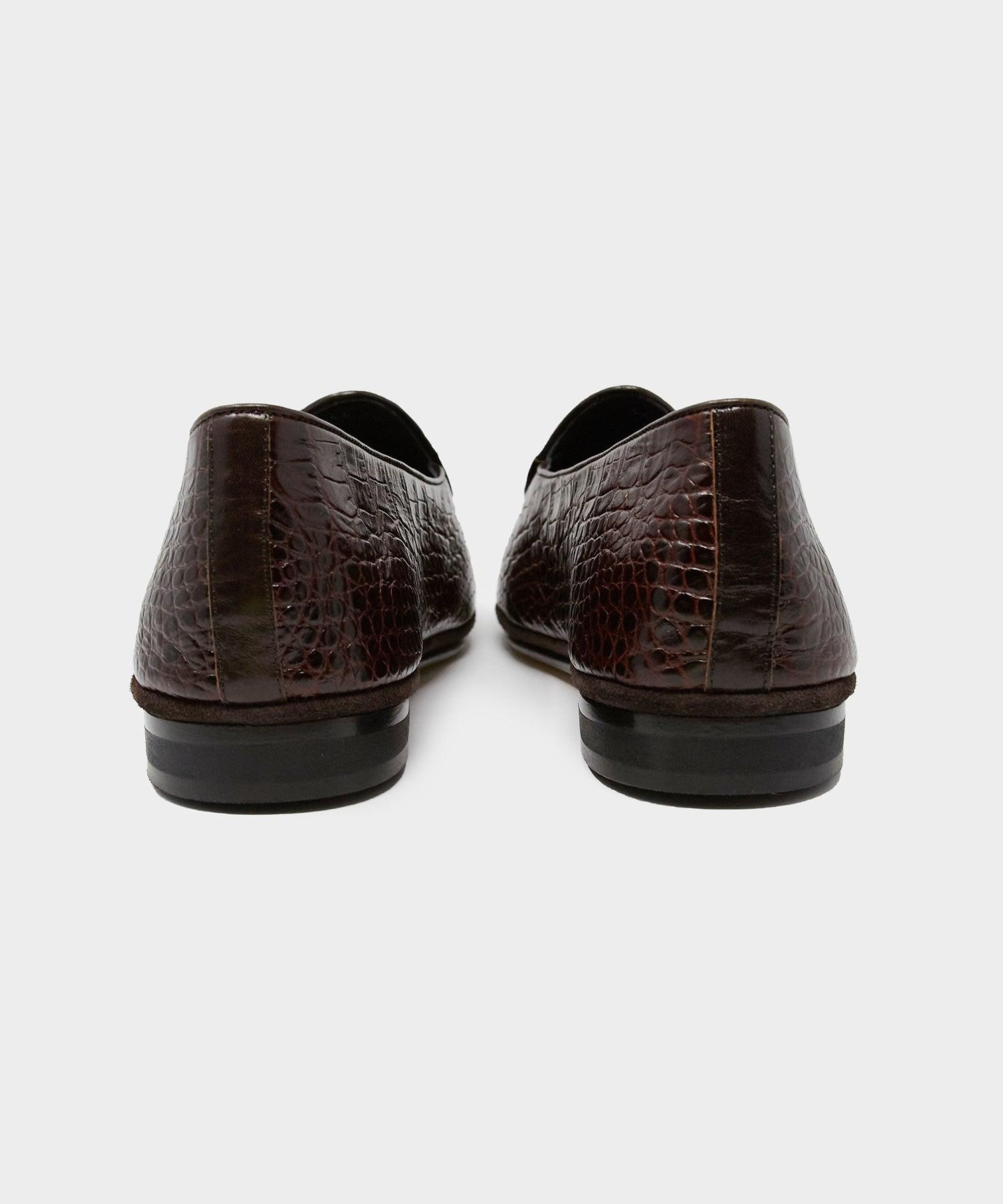 Todd Snyder x Rubinacci Belgian Loafer in Burgundy Croc Product Image