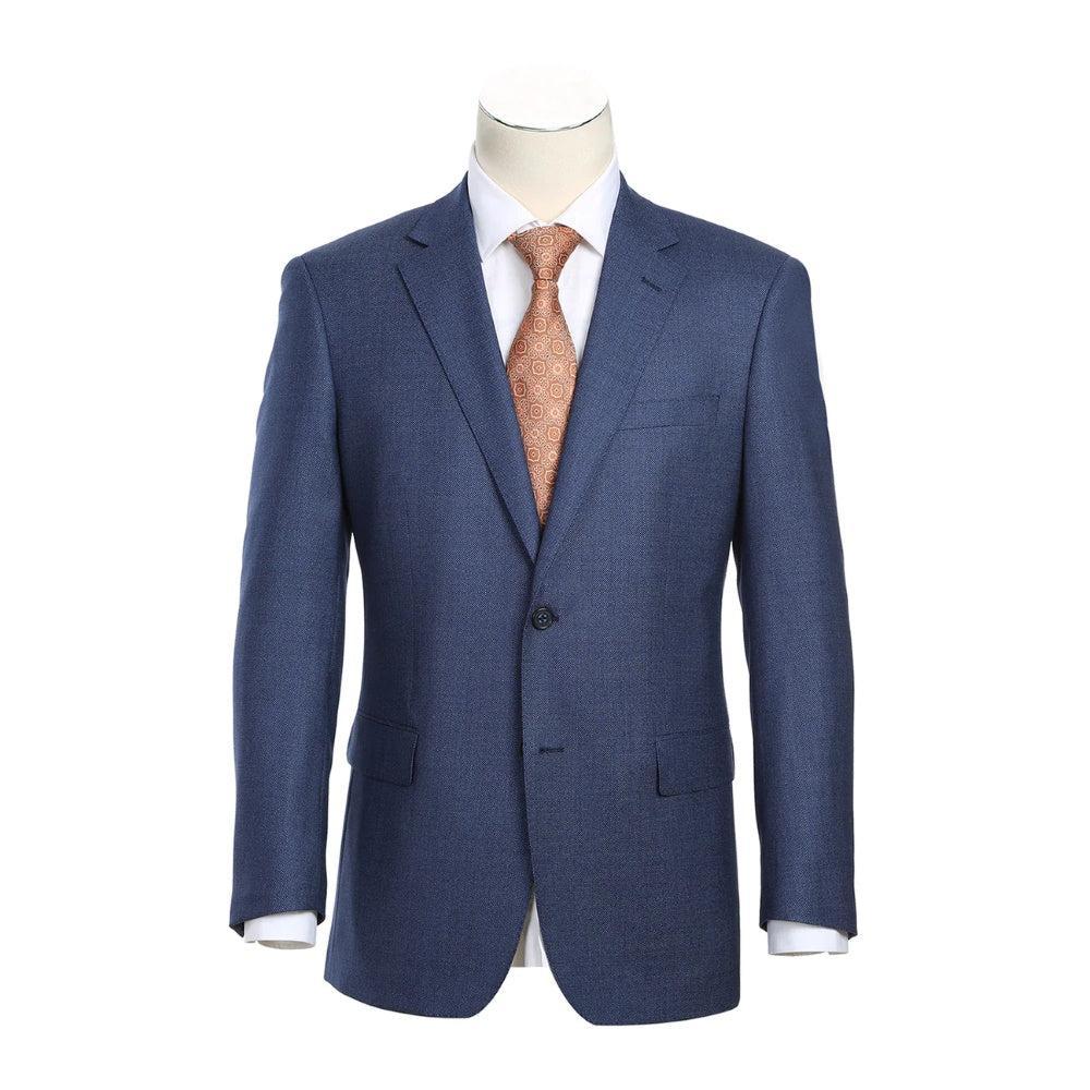 Men's Classic Fit Blue Wool Blend 2 Piece Suit Male Product Image